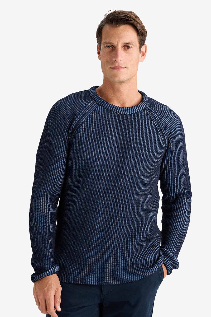 DeFacto Blue Man Standard Fit Crew Neck Knitwear Pullover Casual - Image 4